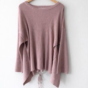 Free People Beach Brigg Ribbed Oversized Boho Mauve Sweater S